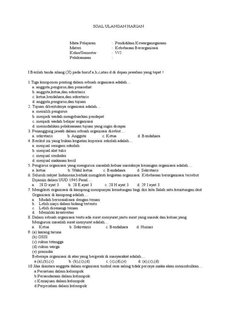 Contoh Soal Ulangan Harian | PDF