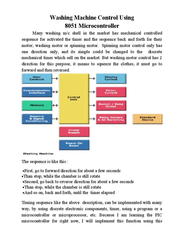 Washing Machine Control Using 8051 Microcontroller PDF Timer Microcontroller