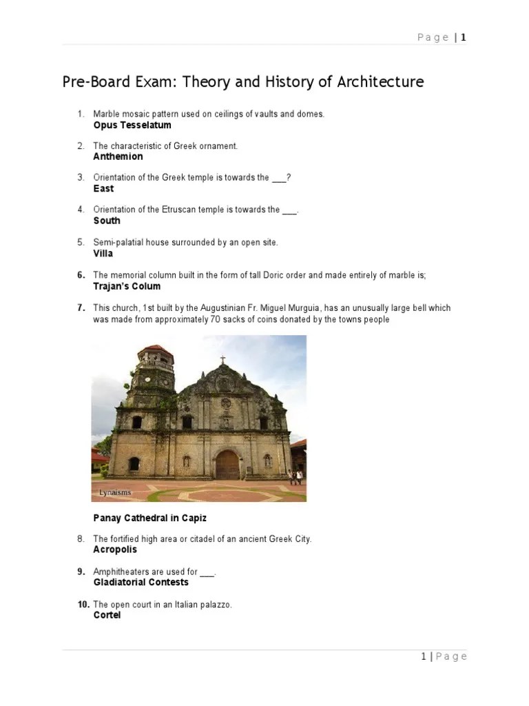 PreBoard Exam (Theory and History of Architecture).docx