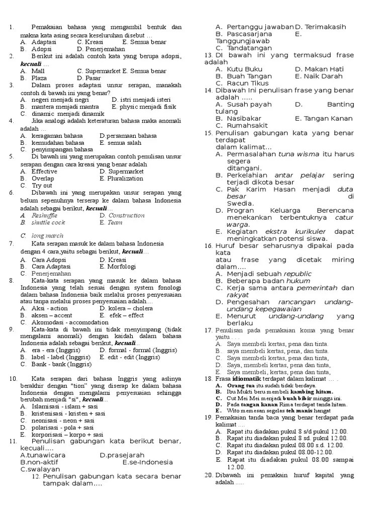 SOAL GABUNGAN KATA DAN KATA SERAPAN.doc
