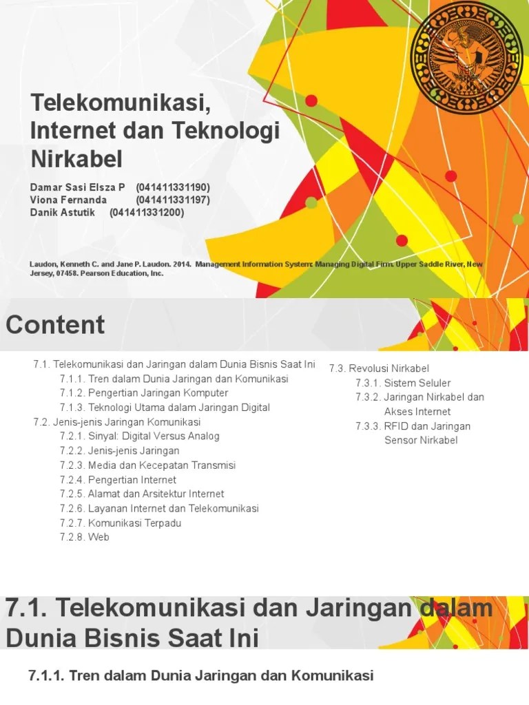 SIM Ppt Bab 7 Telekomunikasi, Dan Teknologi Nirkabel