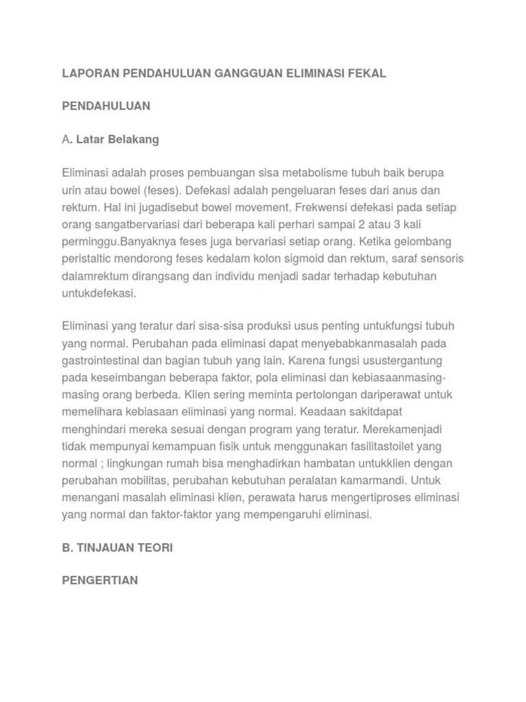 Laporan Pendahuluan Gangguan Eliminasi Fekal