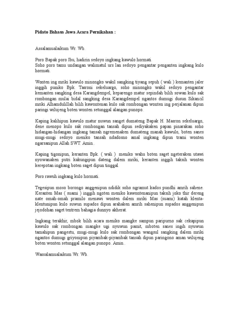 Contoh Pidato Pernikahan Bahasa Jawa · Kumpulan Contoh Terbaru