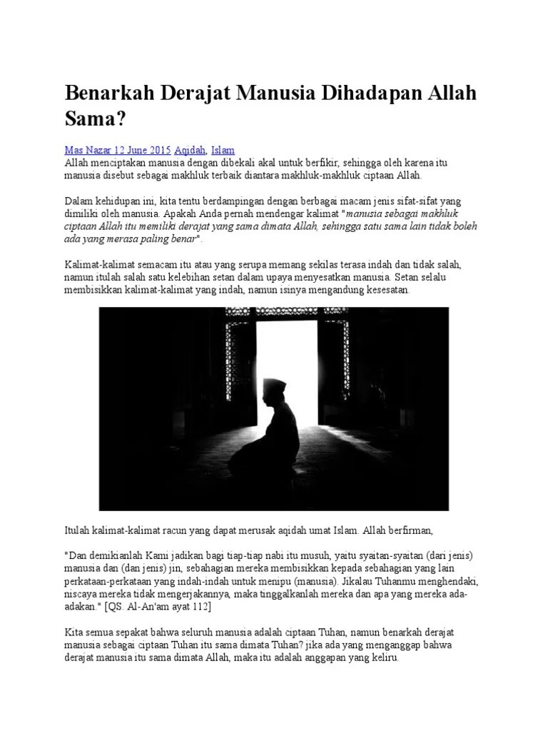 Benarkah Derajat Manusia Dihadapan Allah Sama | PDF