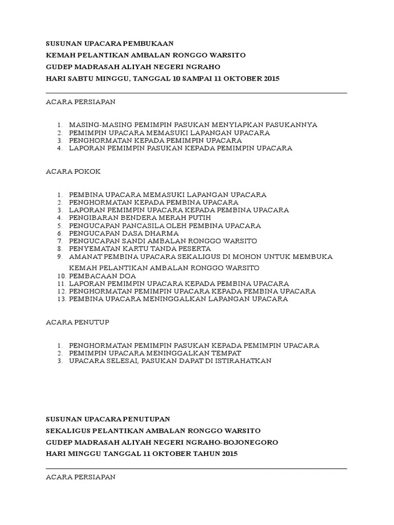 Susunan Upacara Pembukaan | PDF