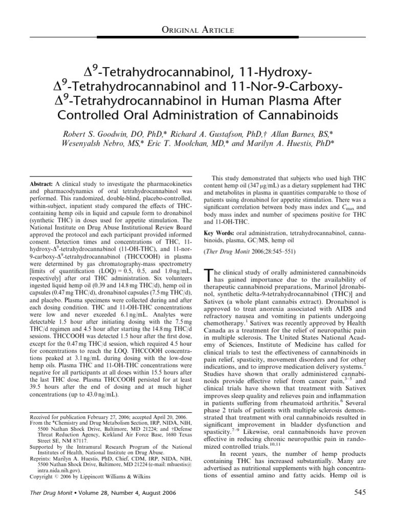 THC - Blood Levels | Tetrahydrocannabinol | Cannabis (Drug) | Prueba