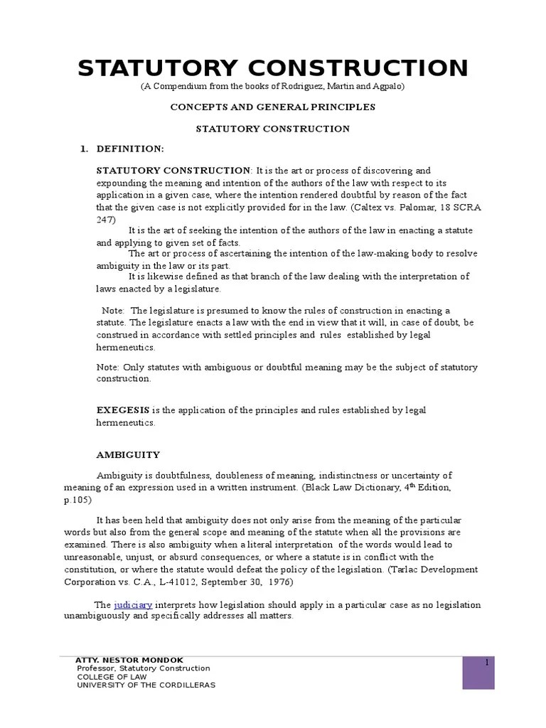 Statutory Construction PDF Statutory Interpretation