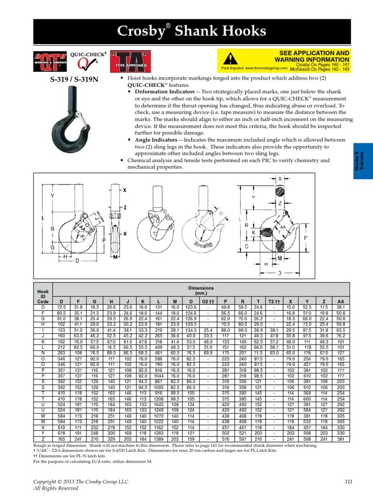 S319 Hook Dimensions Building Engineering Applied And
