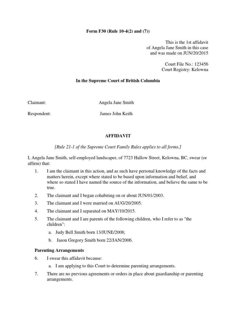 Sample Affidavit Child Support Government Free 30day Trial Scribd