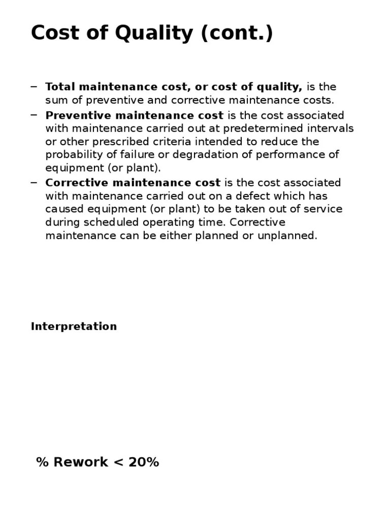 Cost of Quality (Cont.) PDF Employment Business