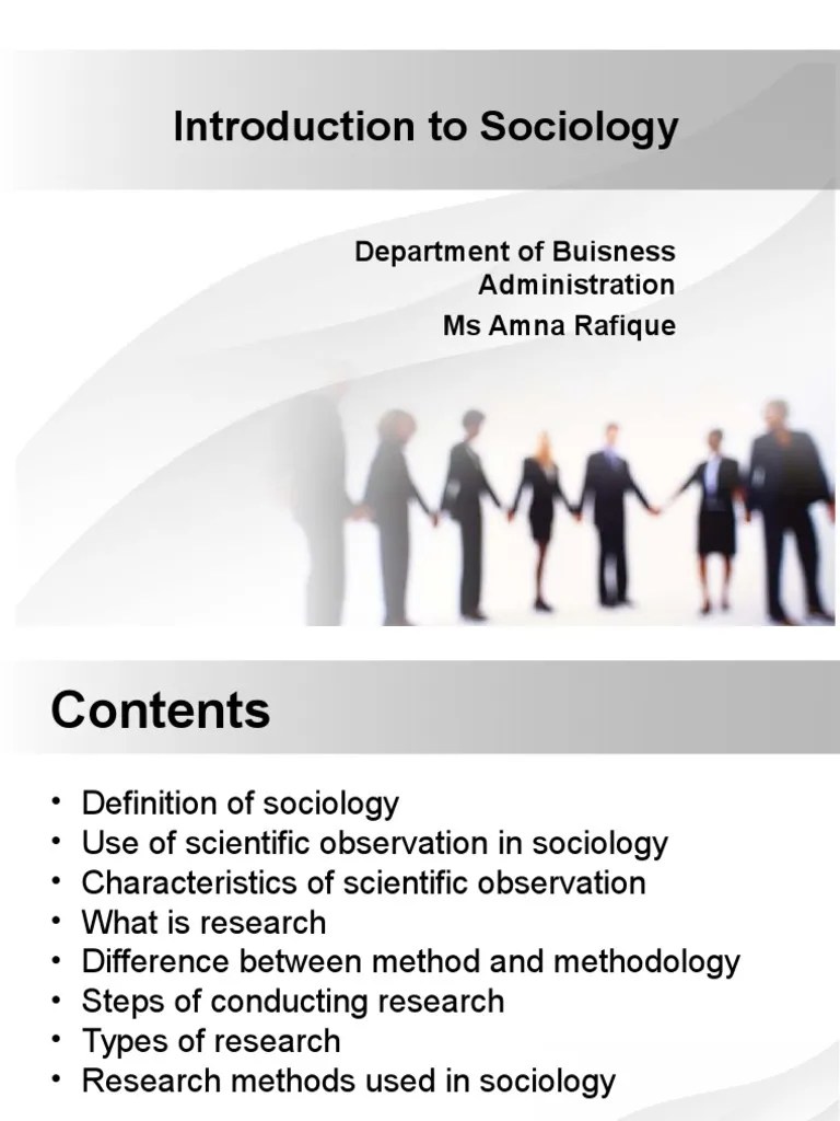 Lecture 1, Introduction To Sociology | PDF | Sociology | Observation