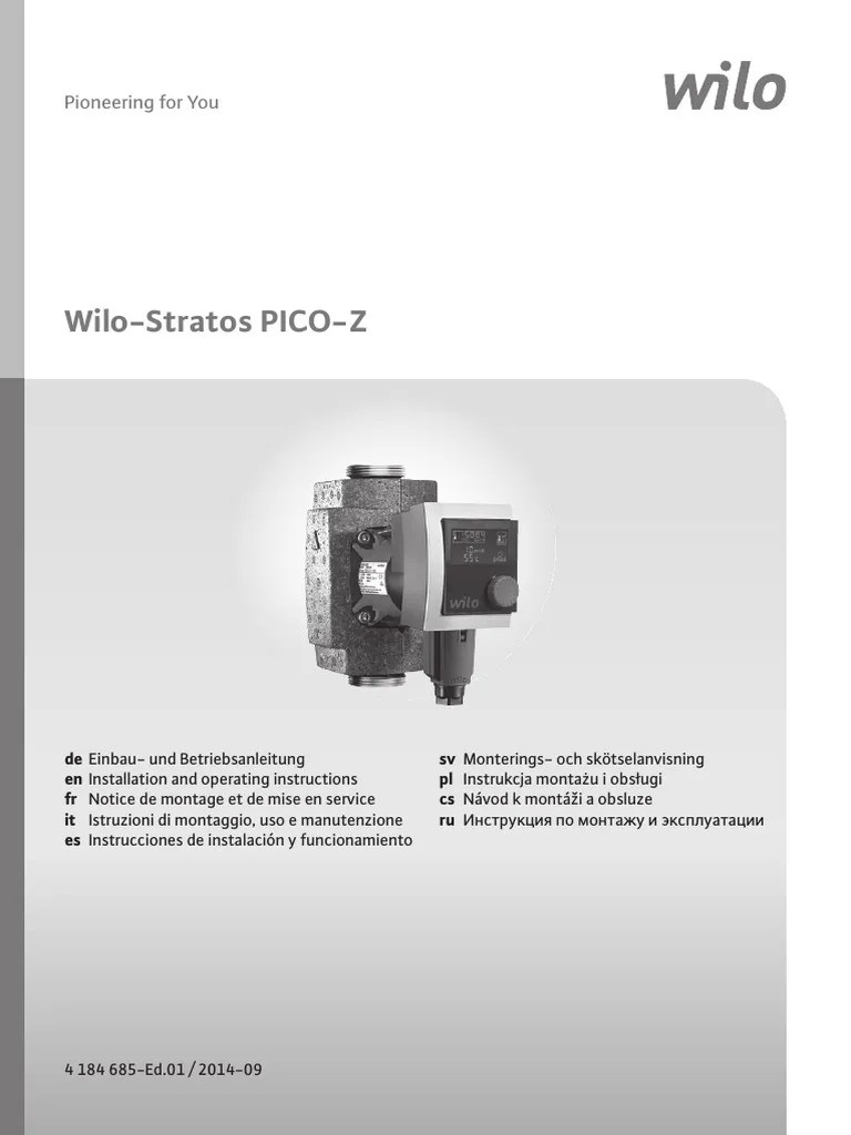 Instrukcja Wilo Stratos PICO-Z 2014-09 | PDF