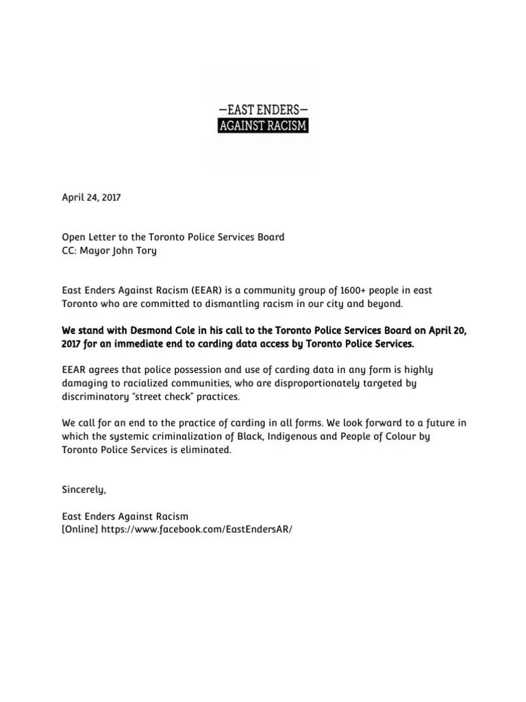 Police Carding Must End PDF