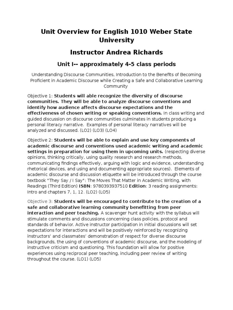 Sample Unit Overview PDF Lecture Essays