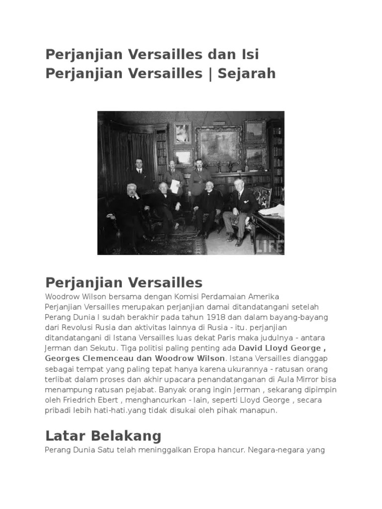 Perjanjian Versailles Dan Isi Perjanjian Versailles | PDF