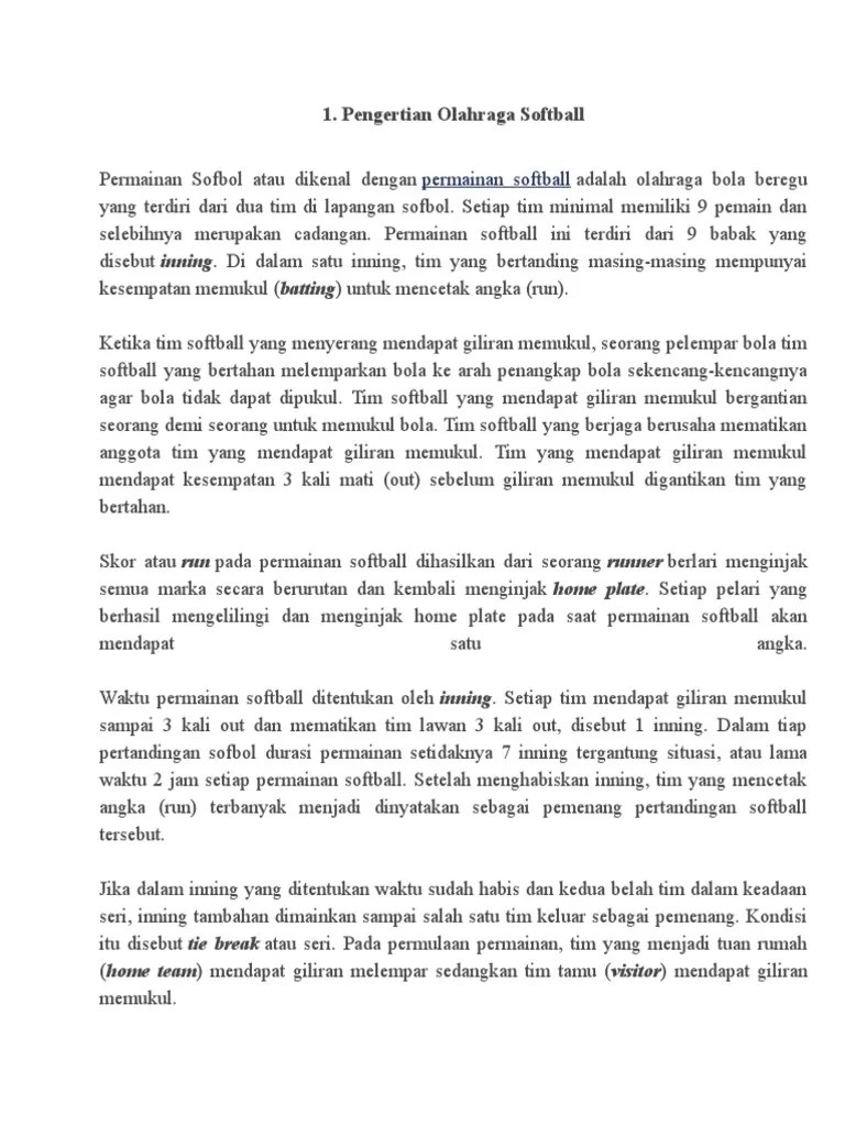 Apa Yang Dimaksud Dengan Inning Dalam Permainan Softball Berbagai