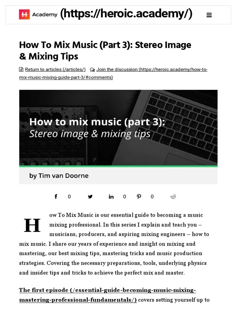 How To Mix Music Our Essential Guide To Mixing (Part 3) PDF Equalization (Audio) Drum Kit