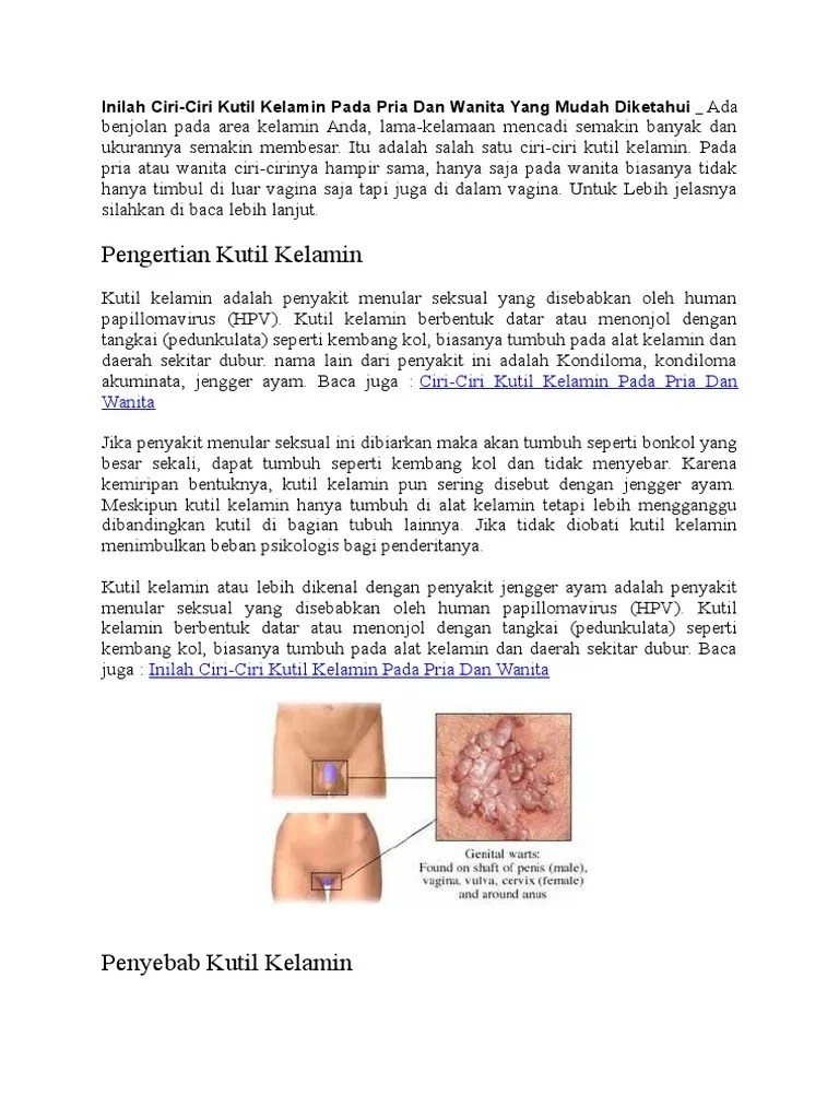 Inilah Ciri Ciri Kutil Kelamin Pada Pria Dan Wanita Yang Mudah Diketahui |  PDF