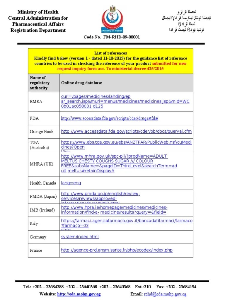 785_List of References for Submission of New Request Inquiry Form