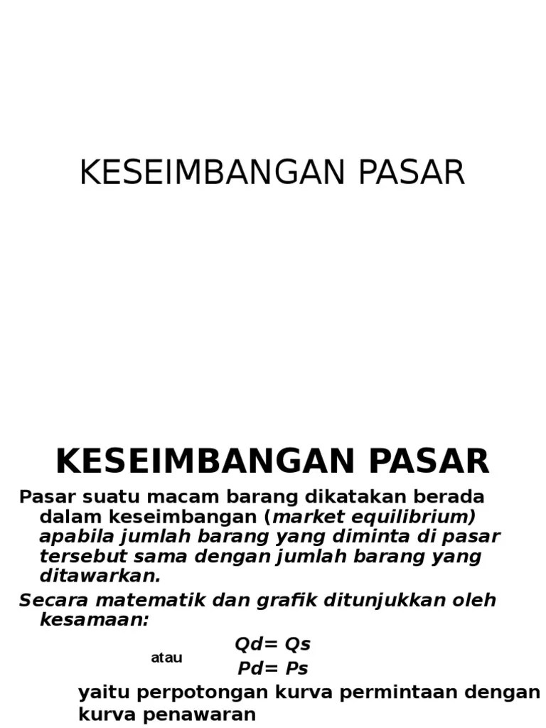Contoh Soal Keseimbangan Pasar Dua Macam Produk Berbagi