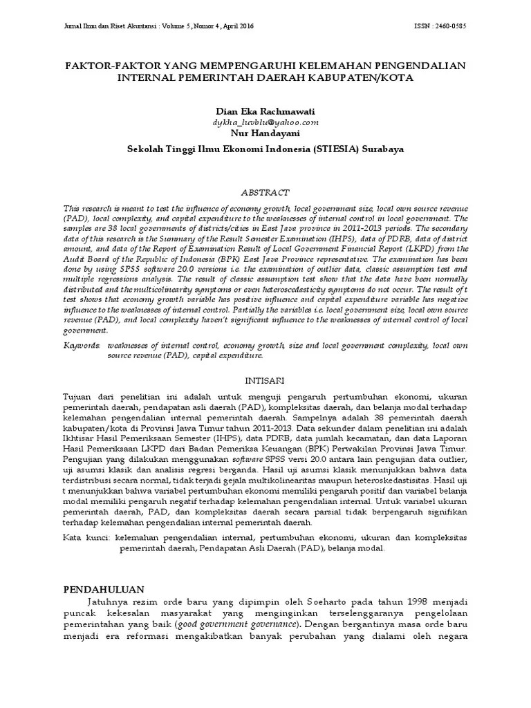 FAKTORFAKTOR YANG MEMPENGARUHI KELEMAHAN PENGENDALIAN INTERNAL