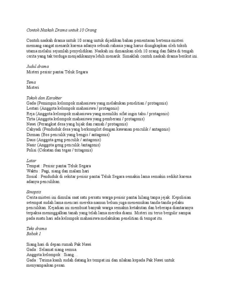 Contoh Naskah Drama Komedi 10 Orang Pemain - Mosaicone