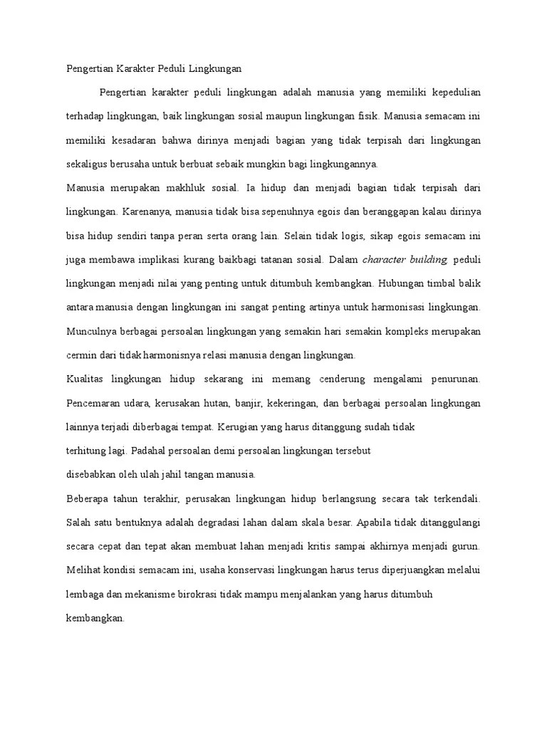 Pengertian Karakter Peduli Lingkungan | PDF