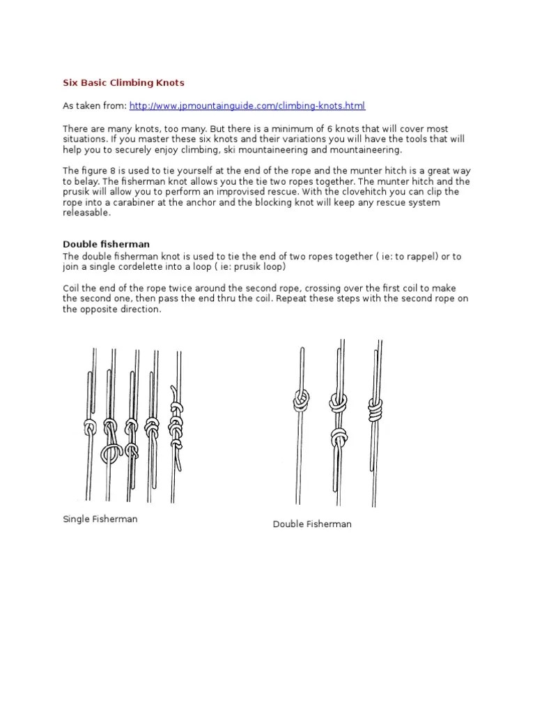 KNOTS, Six Basic Climbing Knots PDF Knot Mountaineering