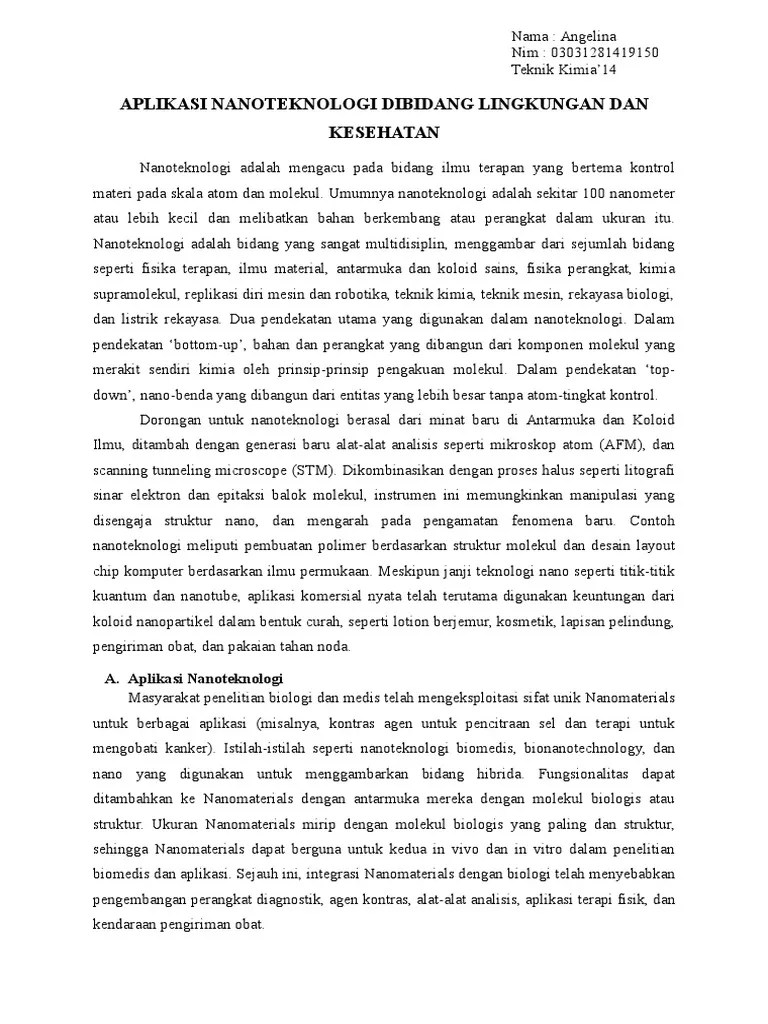 Aplikasi Nanoteknologi Dibidang Lingkungan Dan Kesehatan