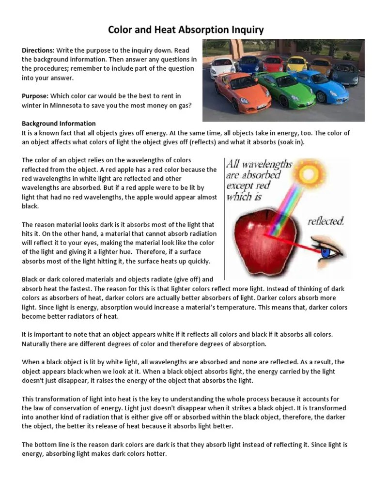 Color and Heat Absorption Color Light