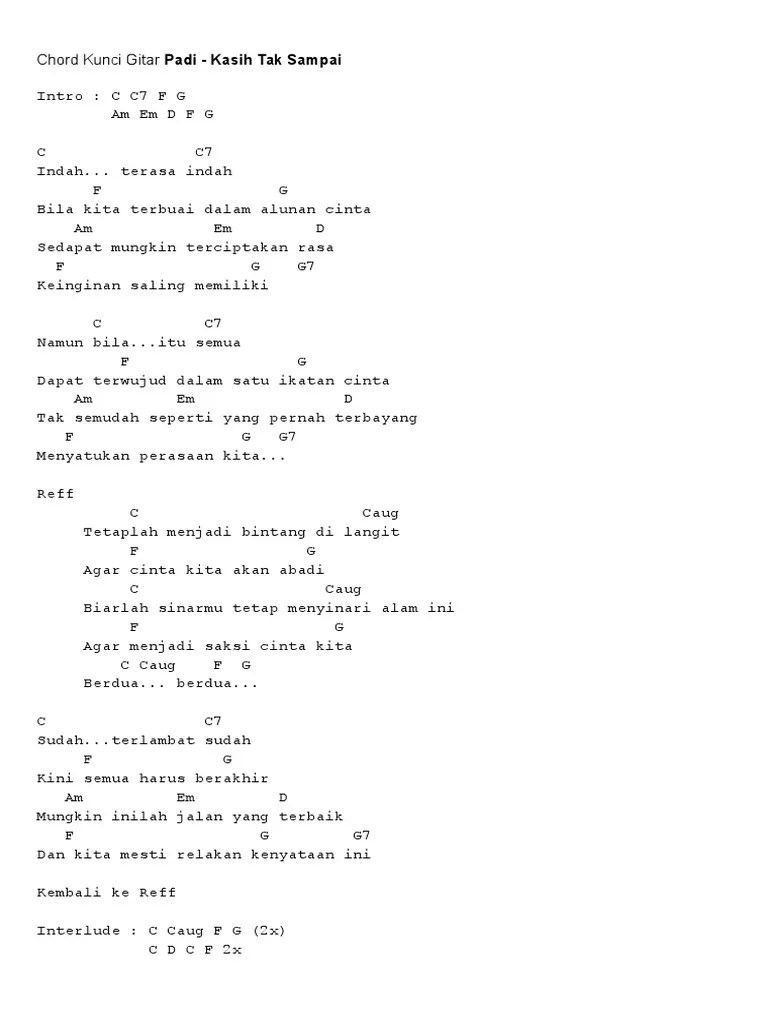 Tercepat Lirik Lagu Padi Begitu Indah Dan Kunci Gitar