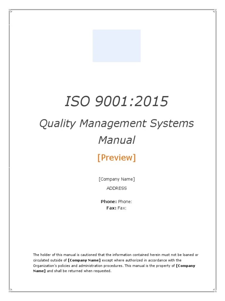 ISO 90012015 Quality manual 2nd edition preview Quality Management