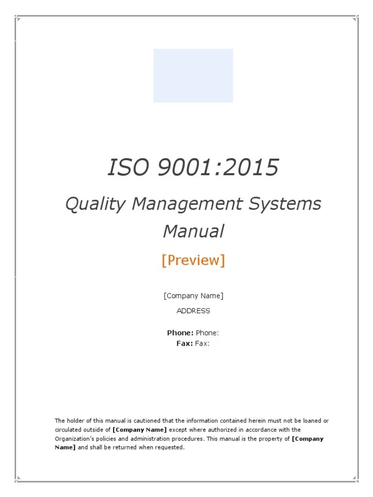 ISO 90012015 Quality Manual 2nd Edition Preview Quality Management