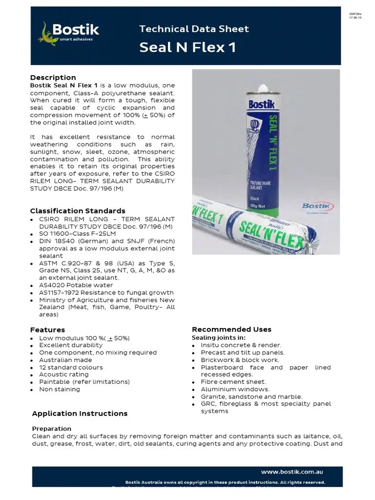 Bostik Seal N Flex (Technical Data Sheet) Adhesive Building