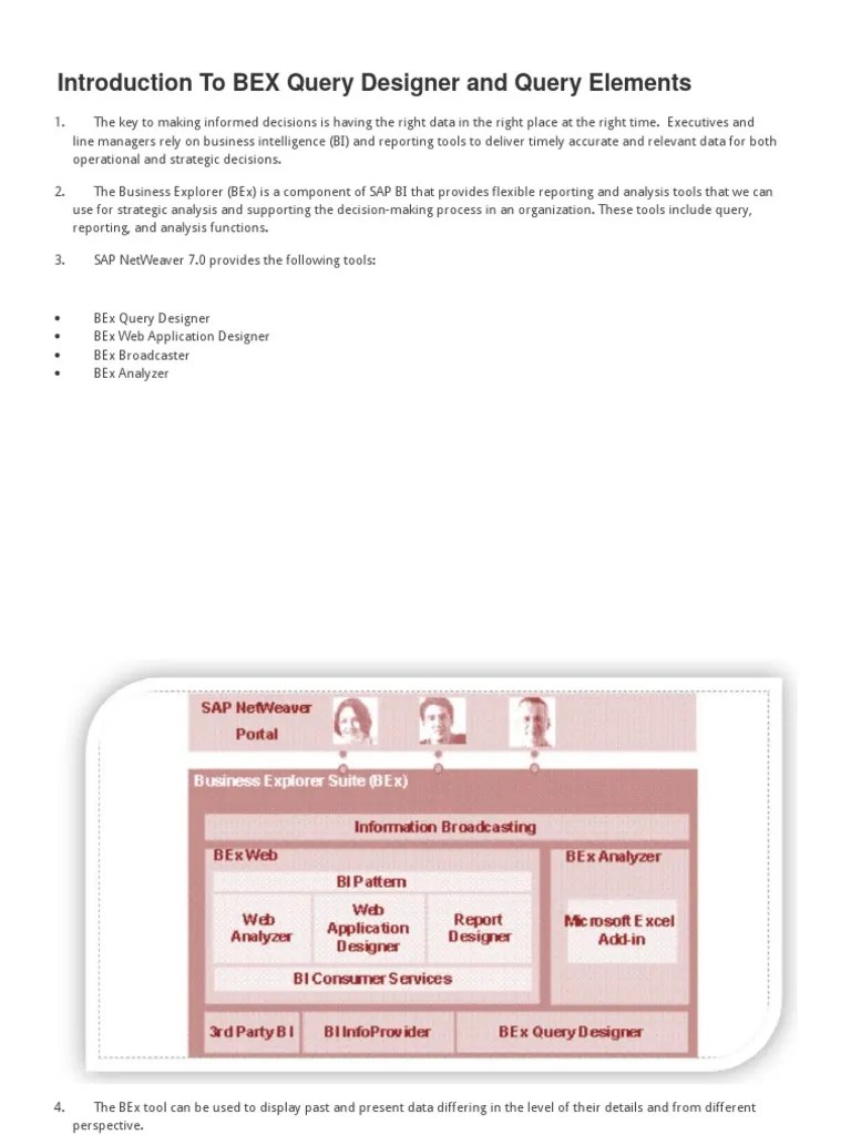 Introduction To BEX Query Designer and Query Elements PDF Business Intelligence