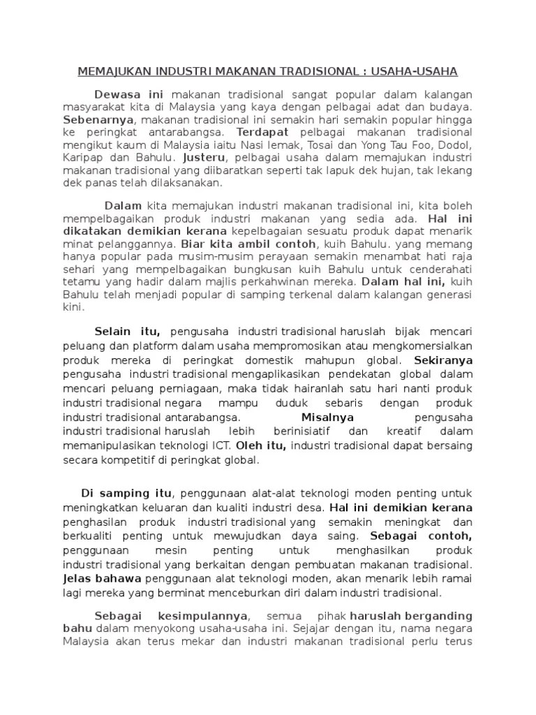 Karangan Memajukan Industri Makanan Tradisional