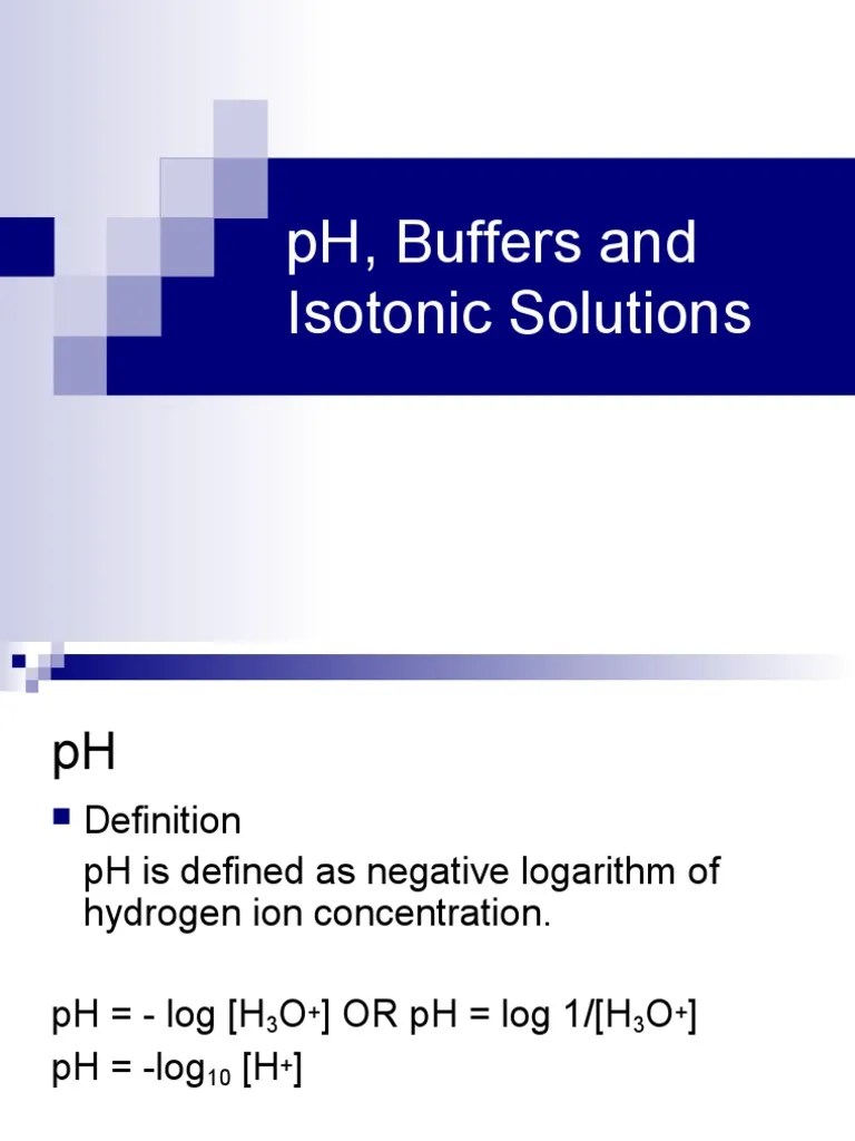 2.pH, Buffers and Isotonic PDF Ph Buffer Solution
