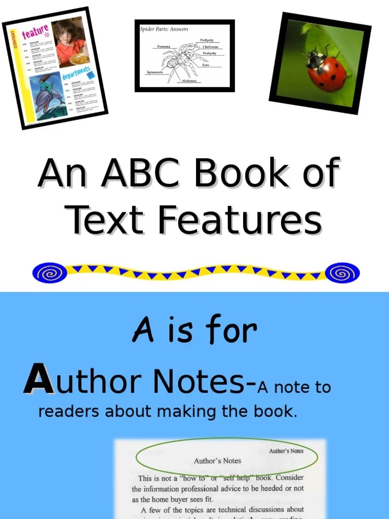ABC Book of Text Features Books Text