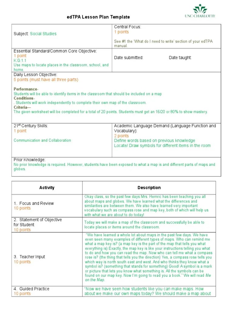 Edtpa Lesson Plan Template Social Studies PDF Lesson Plan Classroom
