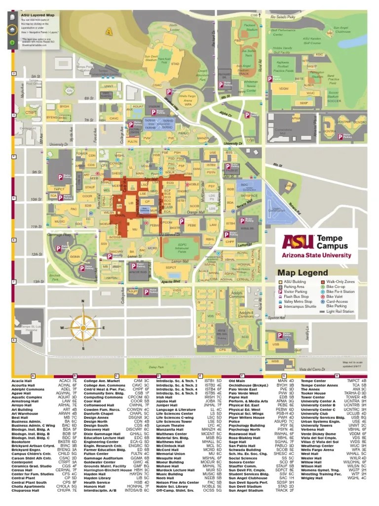 Asu Map Tempe Current Arizona State University Sports