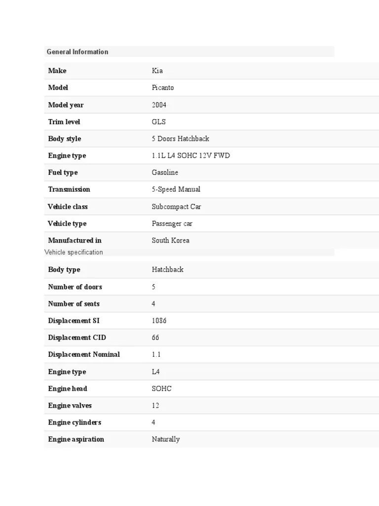 Kia Engines Road Vehicles