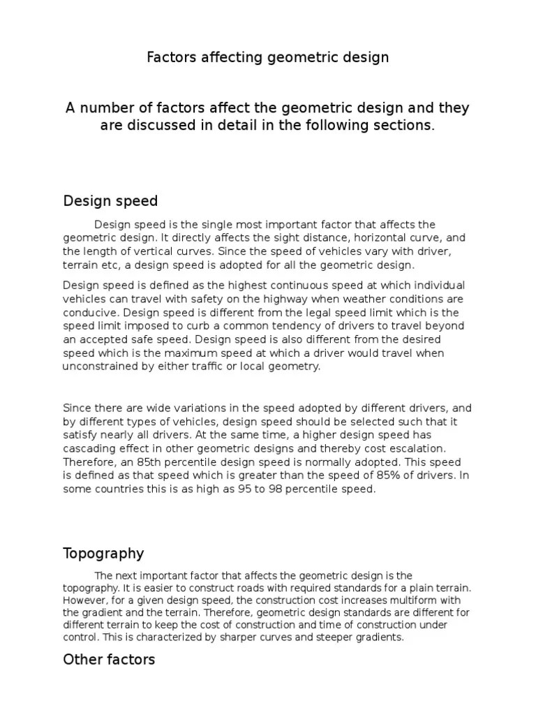 Factors Affecting Geometric Design PDF Prestressed Concrete