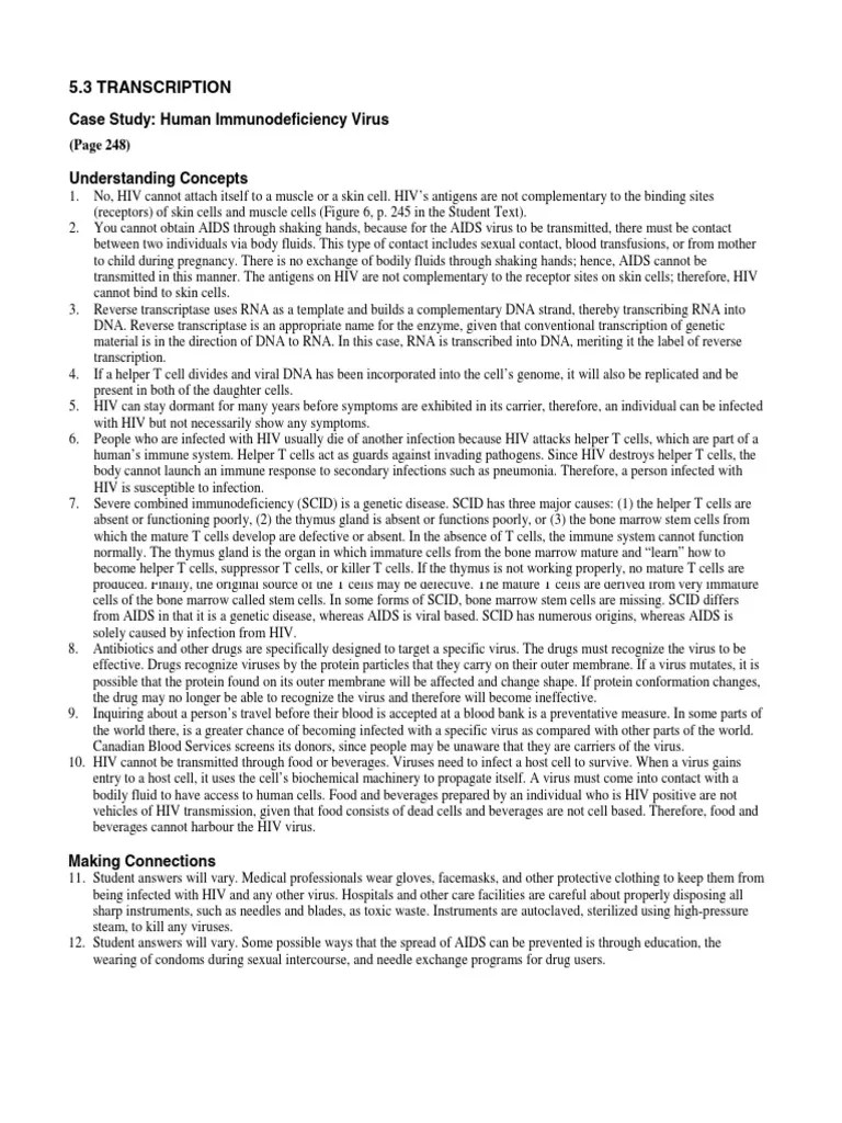 Case Study Hiv Answers PDF Hiv Virus
