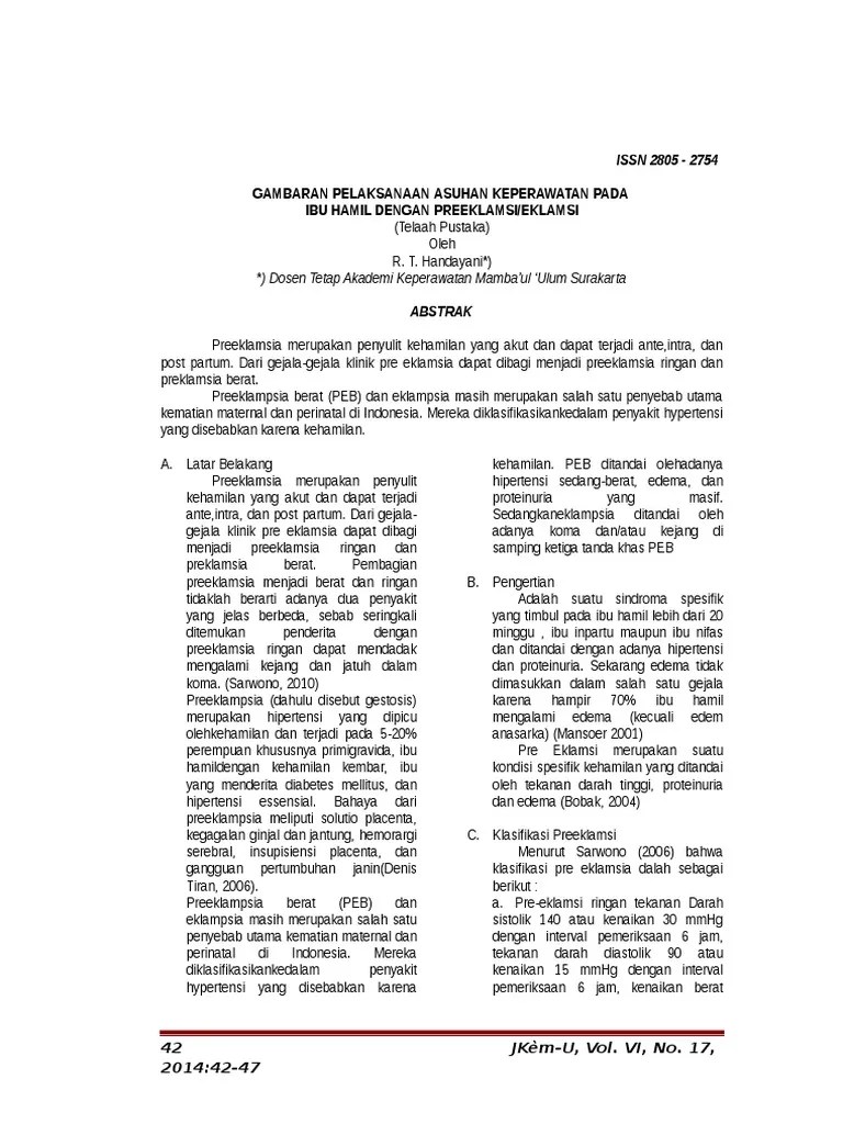 8 Asuhan Keperawatan Pada Ibu Hamil Dengan Preeklamsi Jurnal