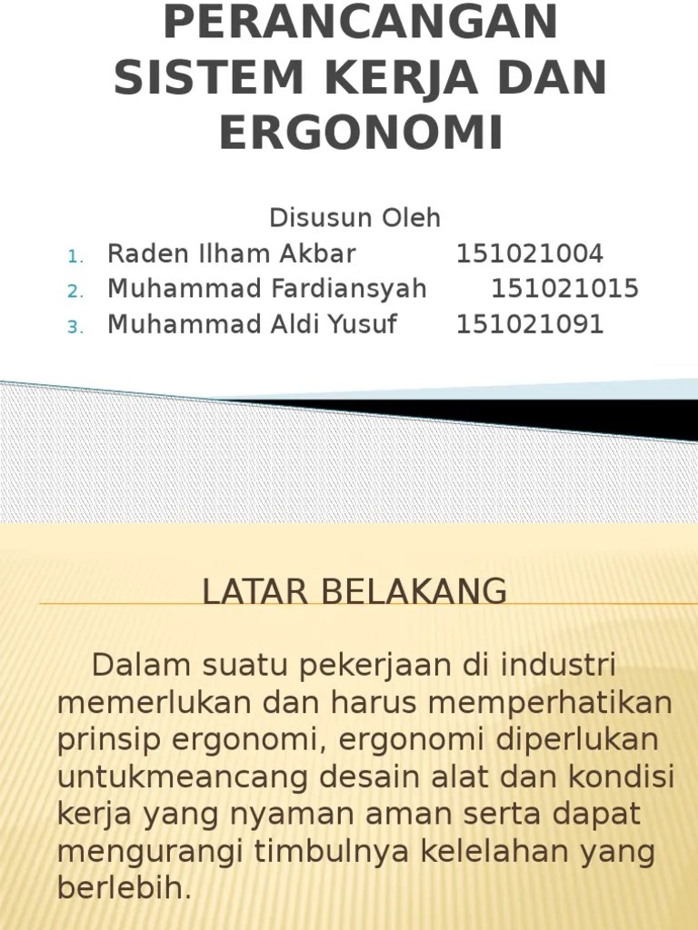 Perancangan Sistem Kerja Dan Ergonomi