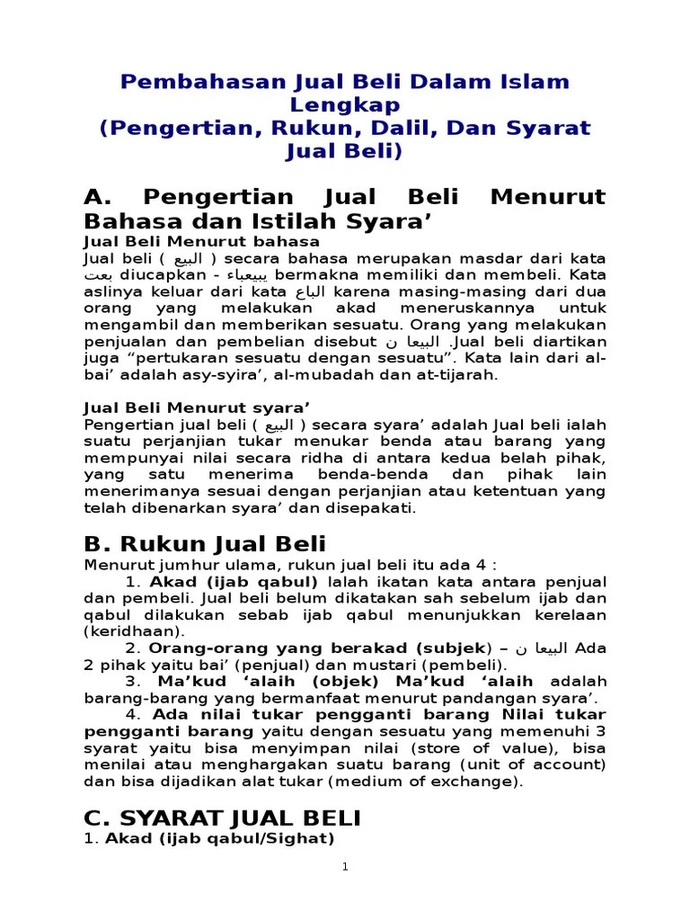 AGAMA ISLAM (Jual Beli Secara Islam) | PDF