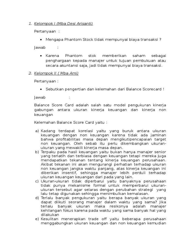 Contoh Soal Balance Scorecard
