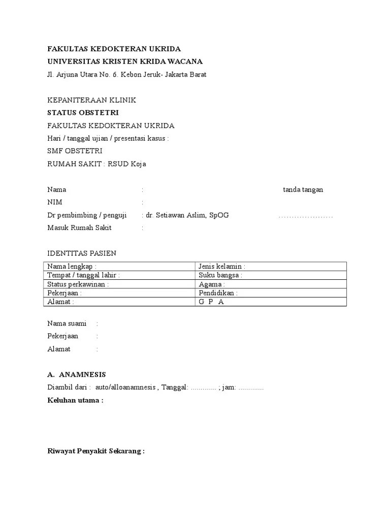 Status Obstetri KOSONG | PDF