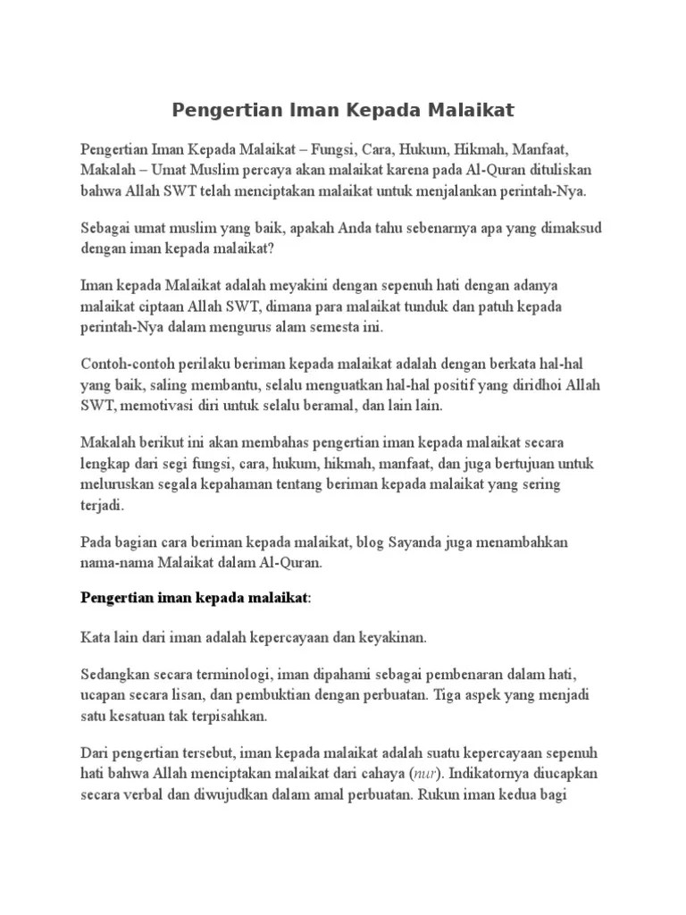 Pengertian Iman Kepada Malaikat | PDF