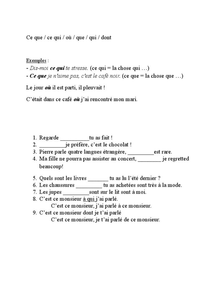 Ce Que Ce Qui Exercices